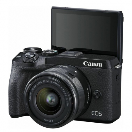 Canon EOS M6 Mark II schwarz mit Objektiv EF-M 15-45mm 3.5-6.3 IS STM (3611C012)