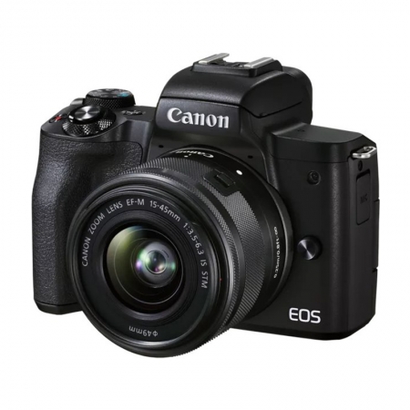 Canon EOS M50 Mark II schwarz mit Objektiv EF-M 15-45mm 3.5-6.3 IS STM Live Stream Kit (4728C037)