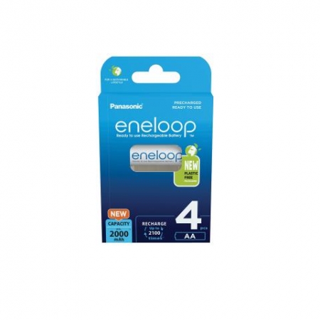 eneloop AA 2000 mAh Ni-MH plastic free pack (BK-3MCDE/4BE)