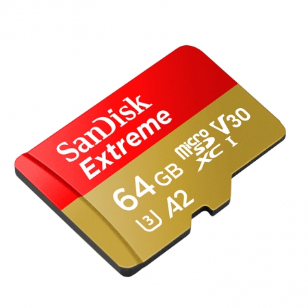 SanDisk Extreme R160/W60 microSDXC 64GB Kit, UHS-I U3, A2, Class 10 (SDSQXA2-064G-GN6MA) 