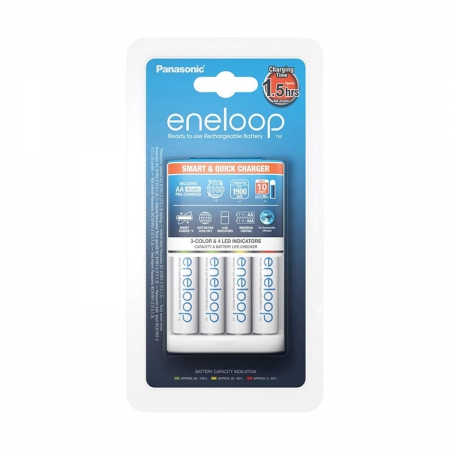 Panasonic eneloop BQ-CC55E Ladegerät inkl. 4x eneloop Mignon AA NiMH Akkus 1900mAh (K-KJ55MCC40E)