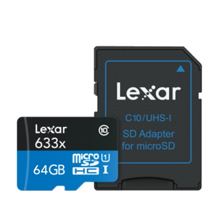 Lexar High-Performance 633x R95 microSDXC 64GB Kit, UHS-I, Class 10 (LSDMI64GBBEU633A) 