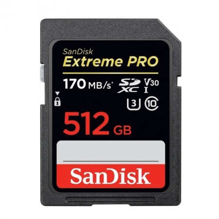 SanDisk Extreme PRO R170/W90 SDXC 512GB, UHS-I U3, Class 10 (SDSDXXY-512G-GN4IN) SanDisk Extreme PRO R170/W90 SDXC 512GB, UHS-I U3, Class 10 (SDSDXXY-512G-GN4IN)