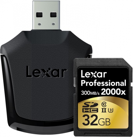 Lexar Professional 2000x R300/W260 SDHC 32GB Kit, UHS-II U3, Class 10 (LSD32GCRBEU2000R) Lexar Professional 2000x R300/W260 SDHC 32GB Kit, UHS-II U3, Class 10 (LSD32GCRBEU2000R)